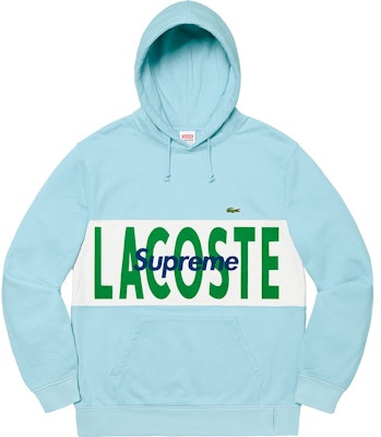 Supreme x Lacoste 徽标拼接连帽衫 淡蓝色 Buy Supreme x Lacoste 徽标拼接连帽衫 淡蓝色