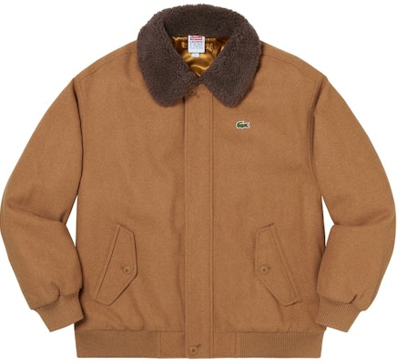 Supreme x Lacoste 羊毛飛行夾克 黃褐色 Buy Supreme x Lacoste 羊毛飛行夾克 黃褐色