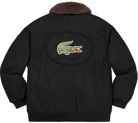 Jaket Bomber Bulu Supreme x Lacoste Hitam Order Jaket Bomber Bulu Supreme x Lacoste Hitam
