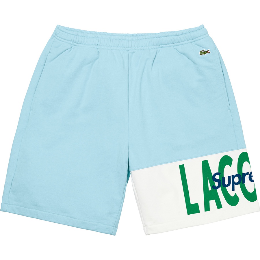 Supreme x Lacoste Logo Panel Sweatshort Light Blue - Novelship