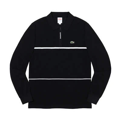 Supreme Lacoste Pique Zip L/S Polo Black