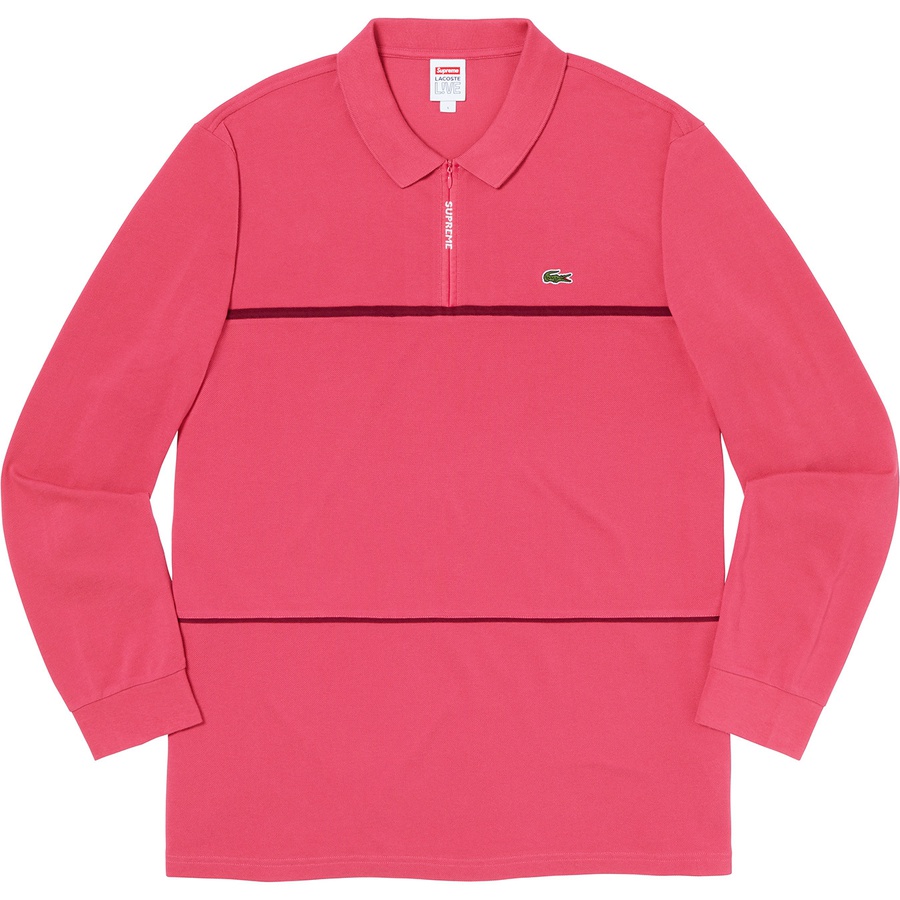 Supreme x Lacoste Pique Zip L/S Polo Pink - Novelship