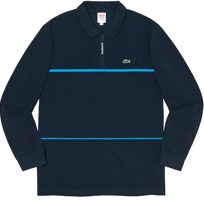 Supreme x Lacoste Pique Zip L/S Polo Navy Biru Tua Buy Supreme x Lacoste Pique Zip L/S Polo Navy Biru Tua