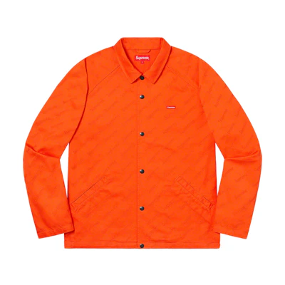 Supreme Snap Front Jacquard Logos Twill Jacket Orange