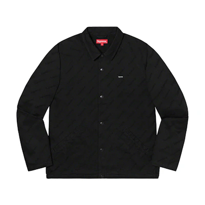 Supreme Snap Front Jacquard Logos Twill Jacket Black