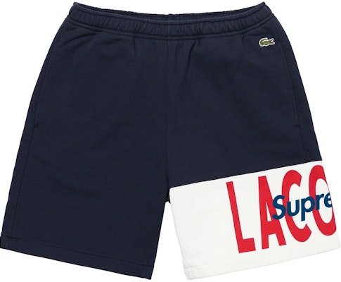 Supreme x Lacoste Logo Panel Sweatshort Navy Buy Supreme x Lacoste Logo Panel Sweatshort Navy
