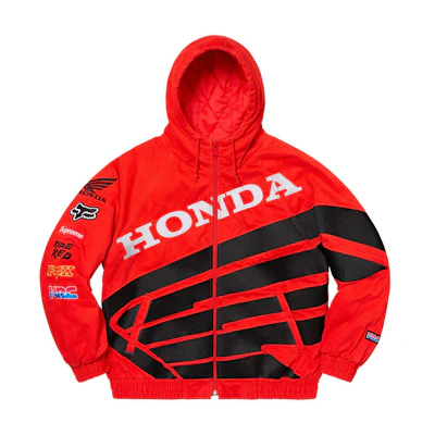 Supreme Honda Fox Racing Puffy Zip Up Work Jacket Red