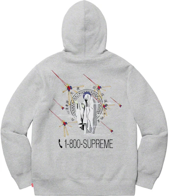 Supreme 1-800连帽衫浅灰色 Order Supreme 1-800连帽衫浅灰色