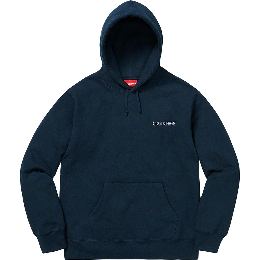 Supreme 1‑800 Hooded Sweatshirt Navy - Novelship