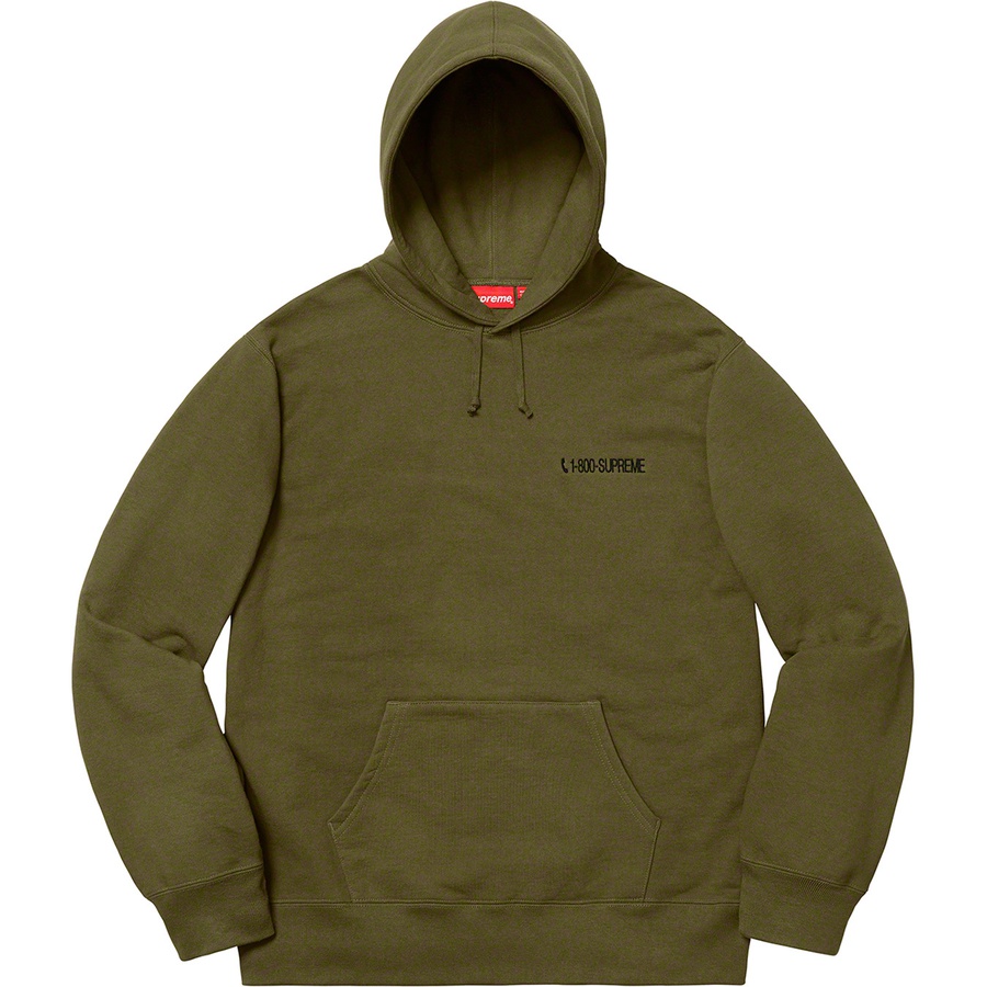 Supreme 1‑800 Hooded Sweatshirt Dark Olive - Novelship