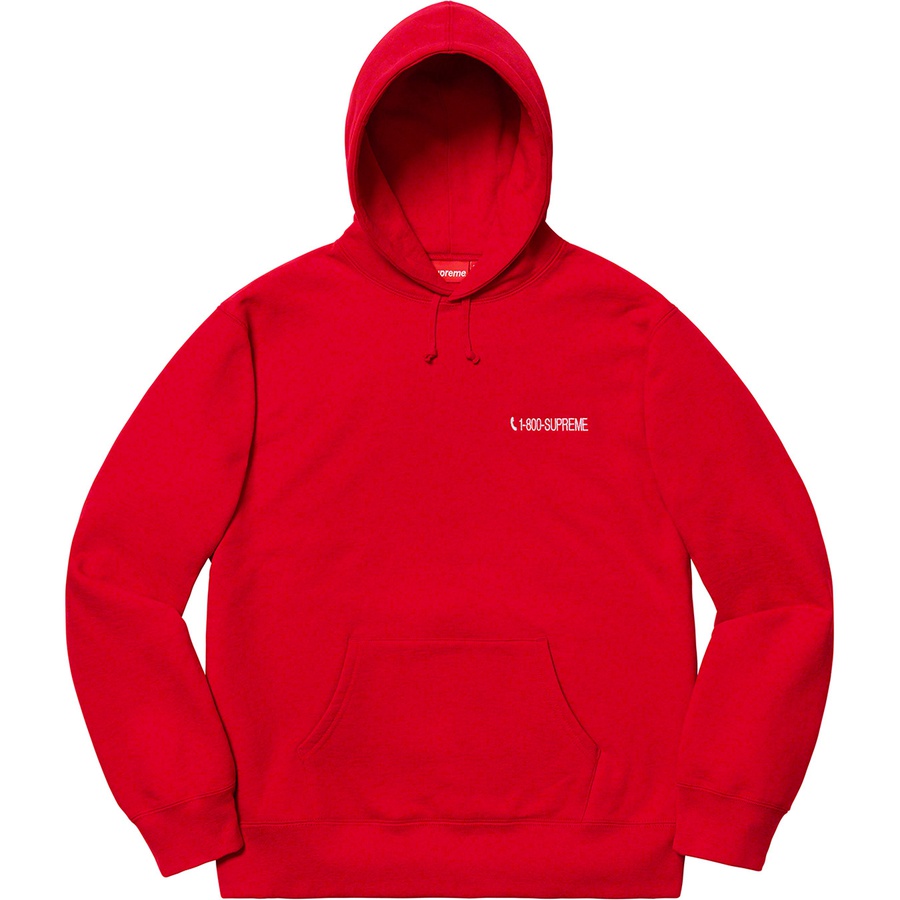 Supreme 1‑800 Hooded Sweatshirt Red - Novelship