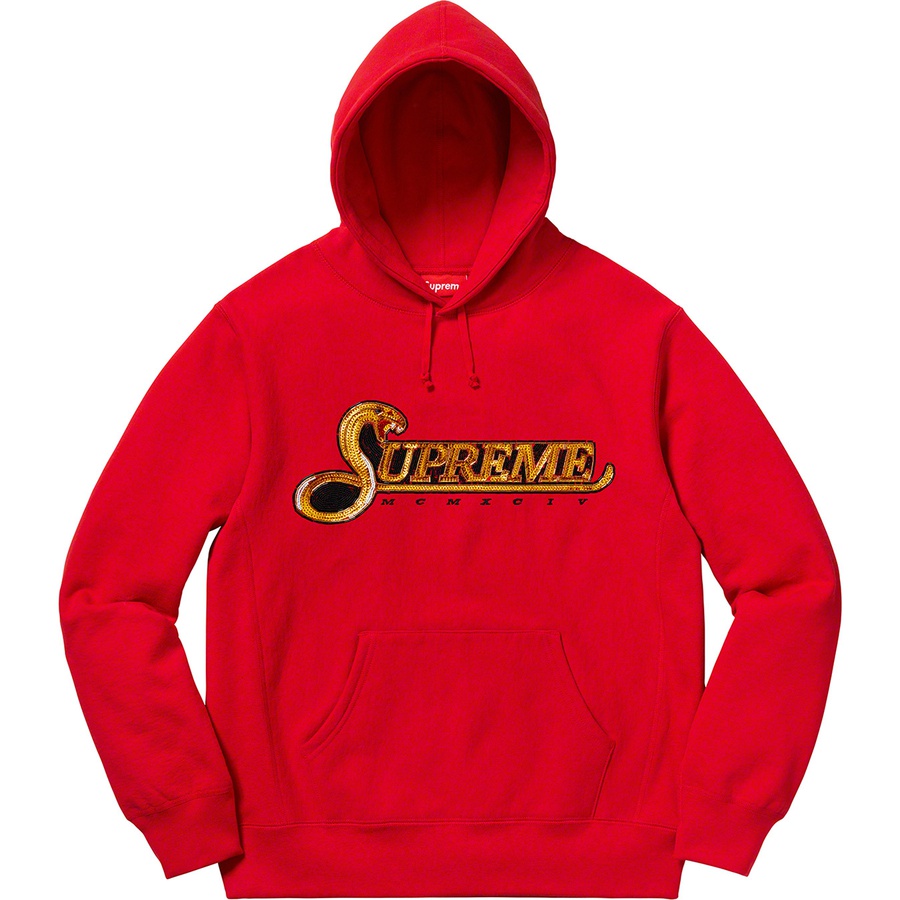 Supreme Sequin Viper Hooded Sweatshirt Red - Novelship