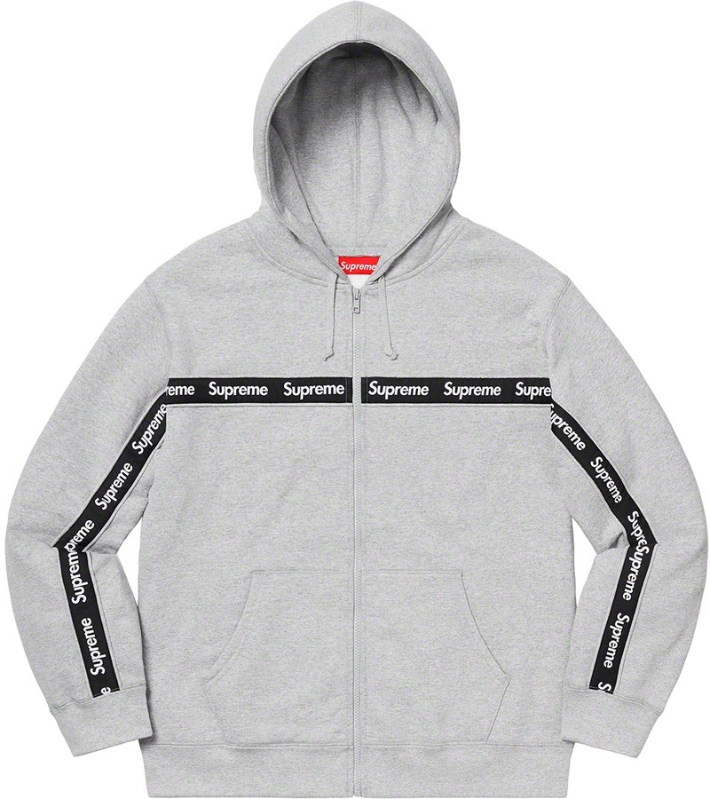 supreme-text-stripe-zip-up-hooded-sweatshirt-heather-grey