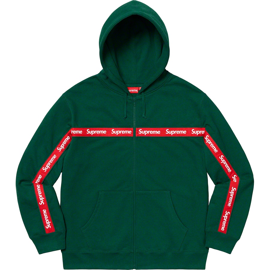 Supreme Text Stripe Zip Up Hooded Sweatshirt Dark Green - Novelship