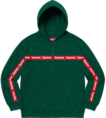 Comprar Supreme Text Stripe Zip Up Hooded Sweatshirt Dark Green