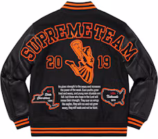 Order Jaket Varsity Tim Supreme Hitam