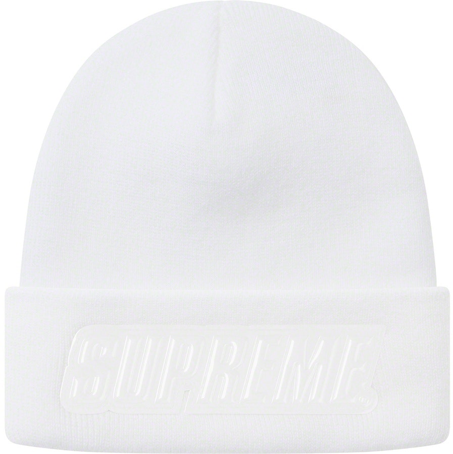 supreme-f-w19-raised-patent-logo-beanie-white