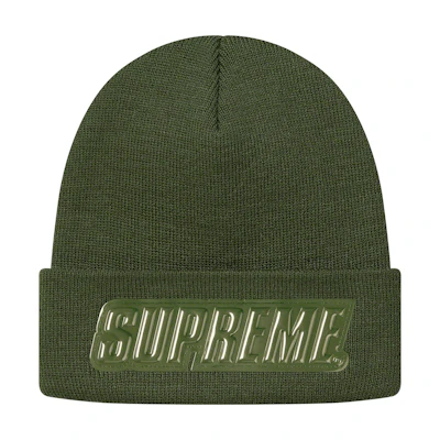 Supreme Raised Patent Logo Beanie Olive