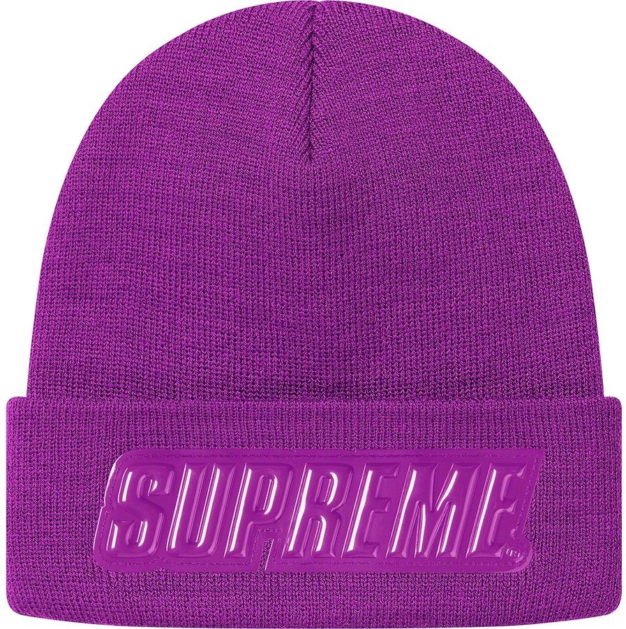 supreme-f-w19-raised-patent-logo-beanie-purple