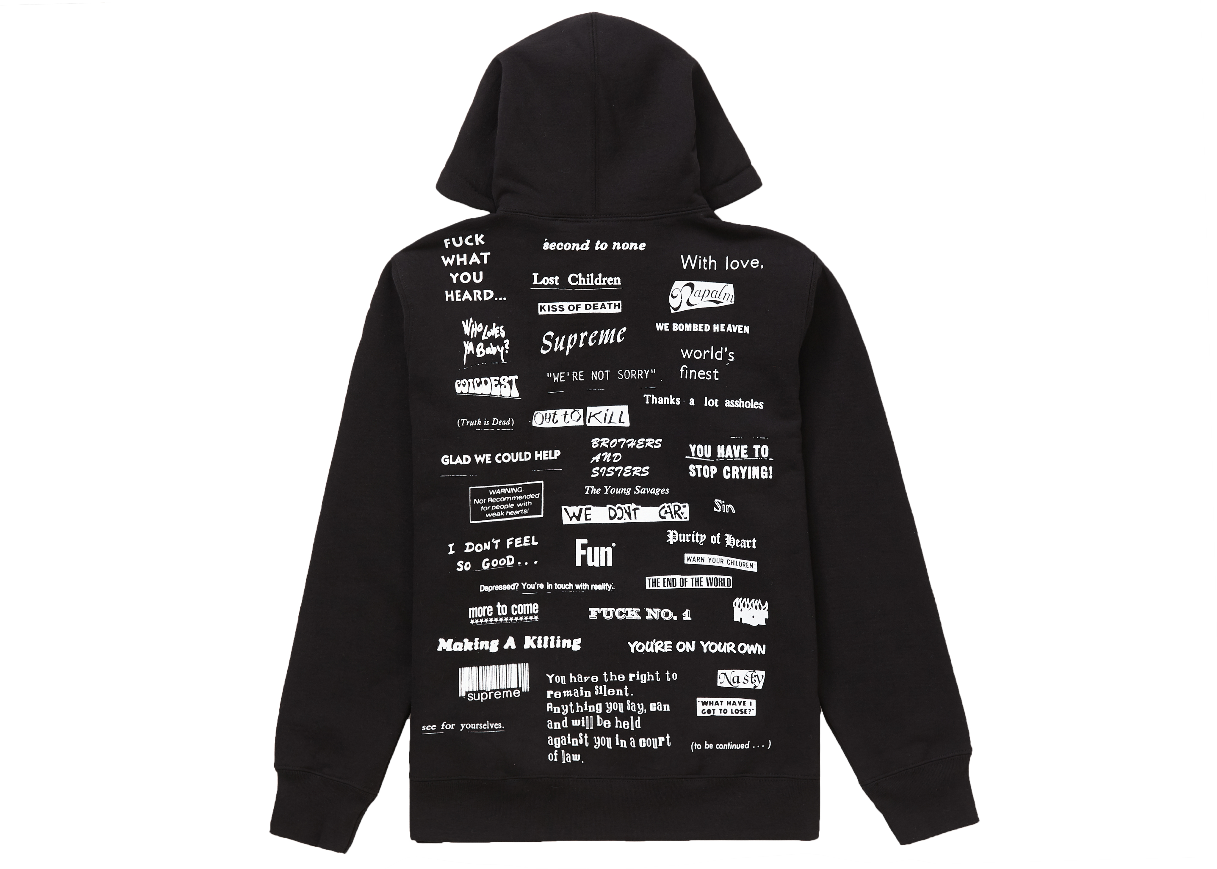 Supreme Stop Crying Hooded Sweatshirt Black - Novelship