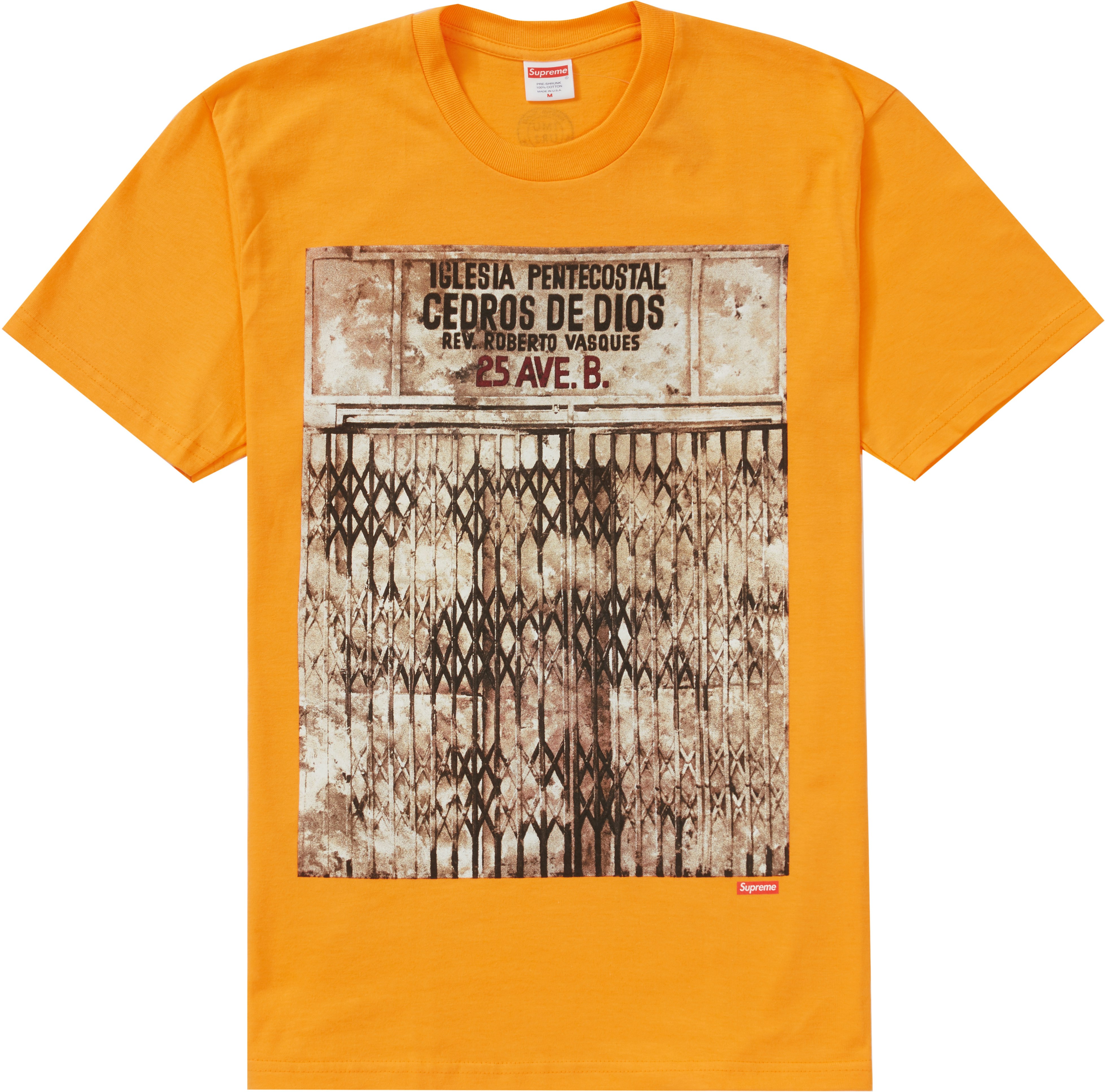 supreme-martin-wong-iglesia-pentecostal-tee-bright-orange