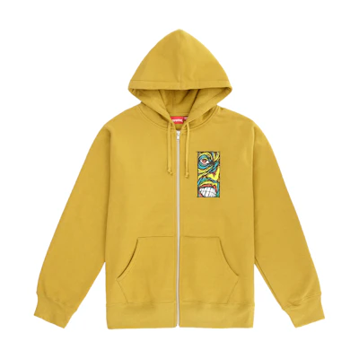 Supreme Disturbed Zip Up Hooded Sweatshirt Dark Mustard