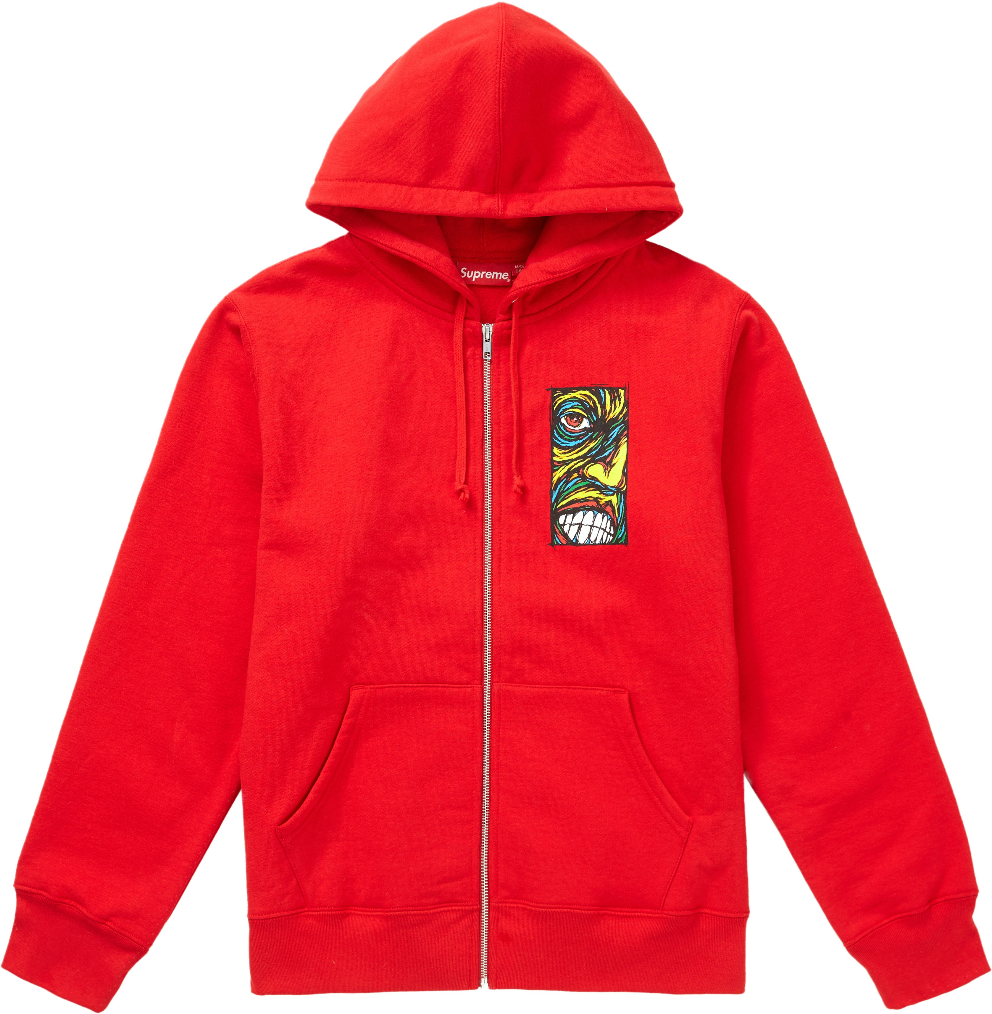 supreme-disturbed-zip-up-hooded-sweatshirt-red
