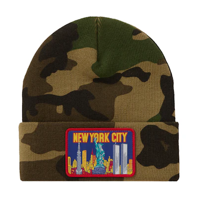 Supreme NY Patch Beanie Woodland Camo