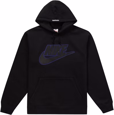 Supreme x Nike Leather Applique Hooded Sweatshirt Black Buy Supreme x Nike Leather Applique Hooded Sweatshirt Black