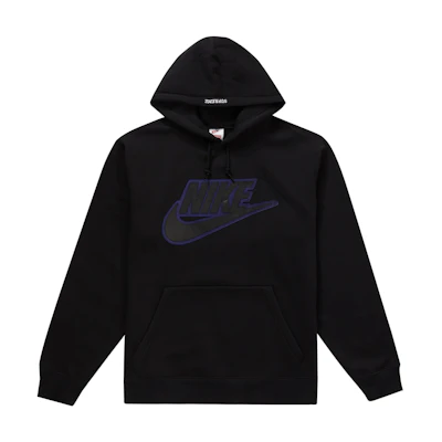 Supreme Nike Leather Applique Hooded Sweatshirt Black