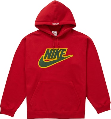 Supreme x Nike Leather Applique Hooded Sweatshirt Red Buy Supreme x Nike Leather Applique Hooded Sweatshirt Red