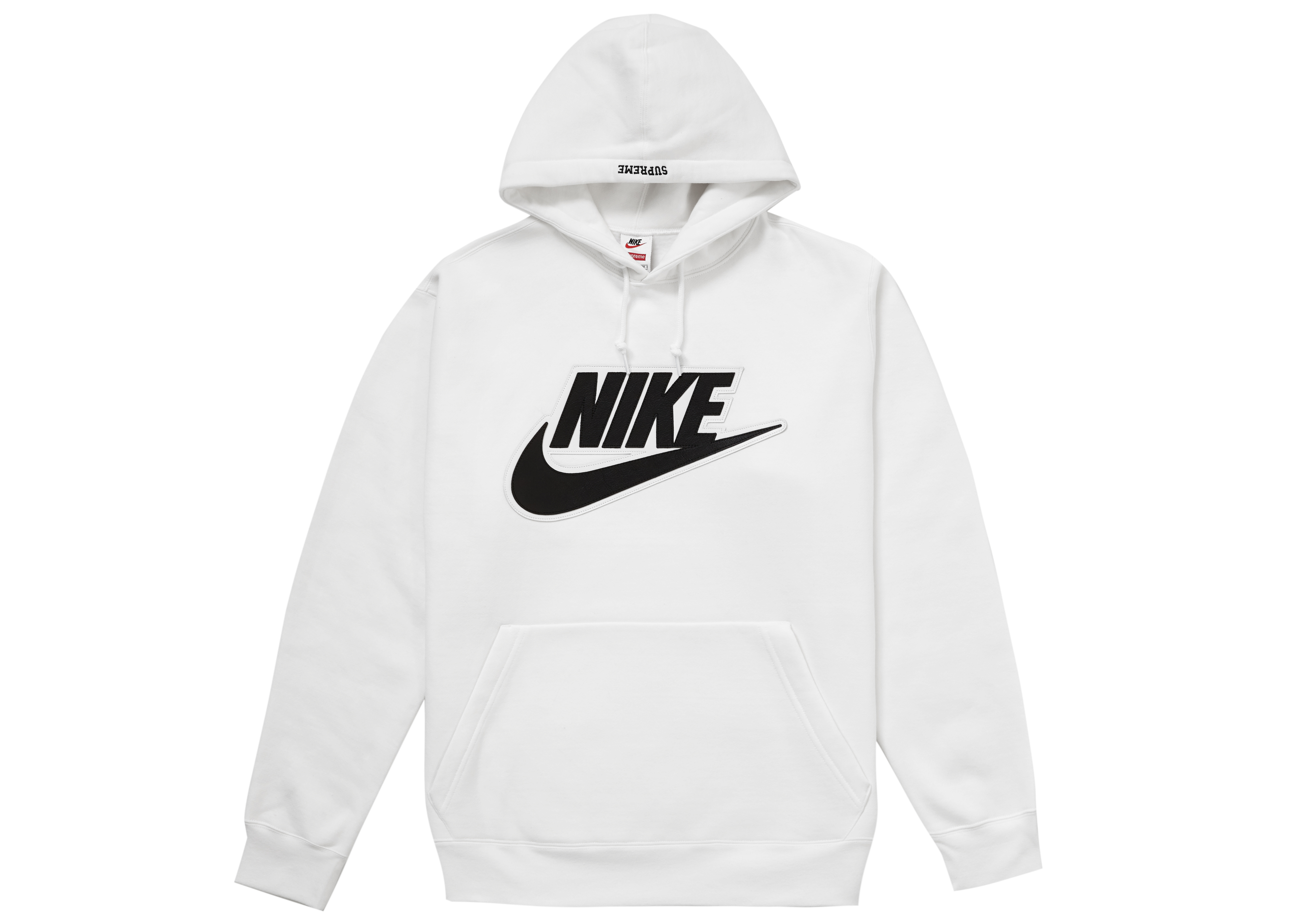 Supreme x Nike Leather Applique Hooded Sweatshirt White