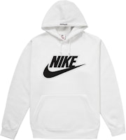 Supreme x Nike Leather Applique Hooded Sweatshirt White Supreme x Nike Leather Applique Hooded Sweatshirt White