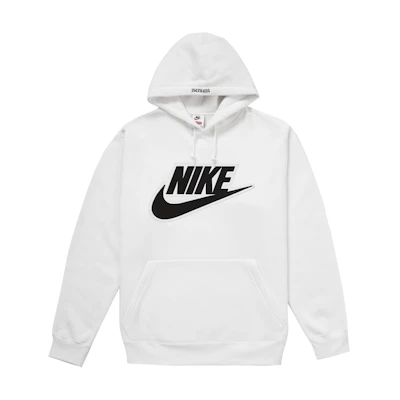 Supreme Nike Leather Applique Hooded Sweatshirt White