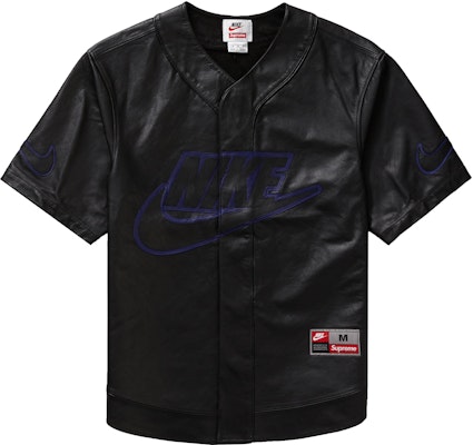 Supreme x Nike Leather Baseball Jersey Black Buy Supreme x Nike Leather Baseball Jersey Black
