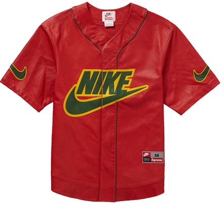 Supreme x Nike Leather Baseball Jersey Red Buy Supreme x Nike Leather Baseball Jersey Red