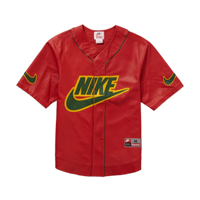 Supreme Nike Leather Baseball Jersey Red