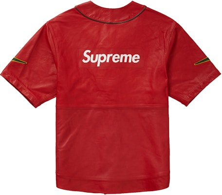 Supreme x Nike Leather Baseball Jersey Red Order Supreme x Nike Leather Baseball Jersey Red