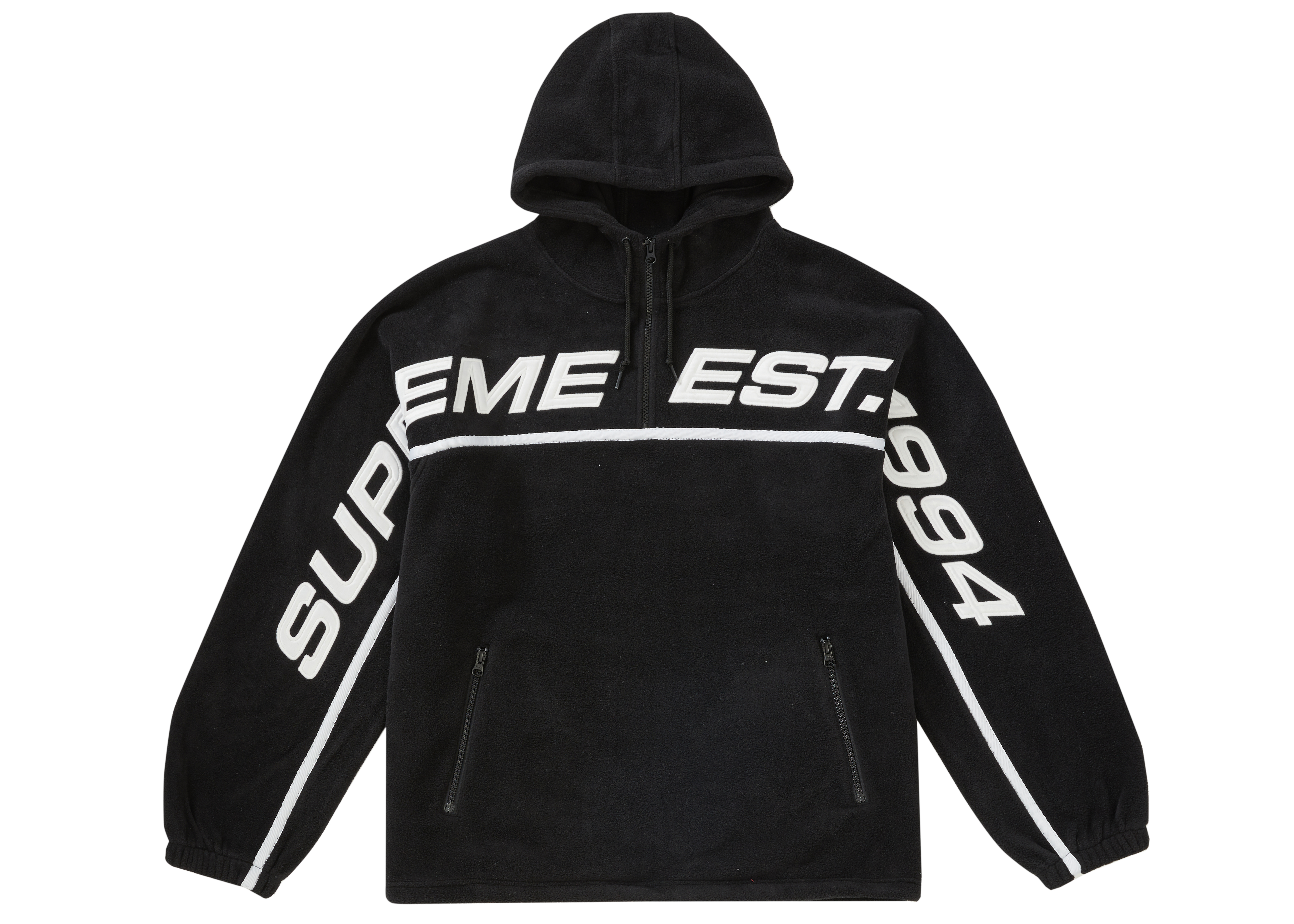 Supreme Polartec Half Zip Hooded Sweatshirt Black - Novelship