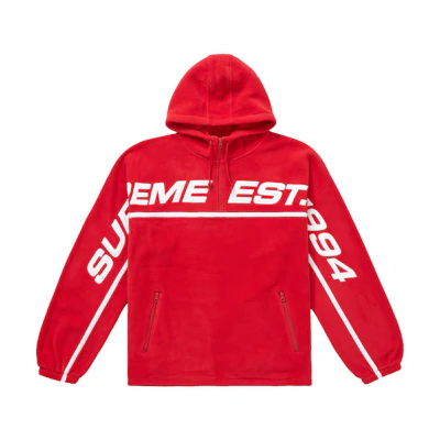 Supreme Polartec Half Zip Hooded Sweatshirt Red