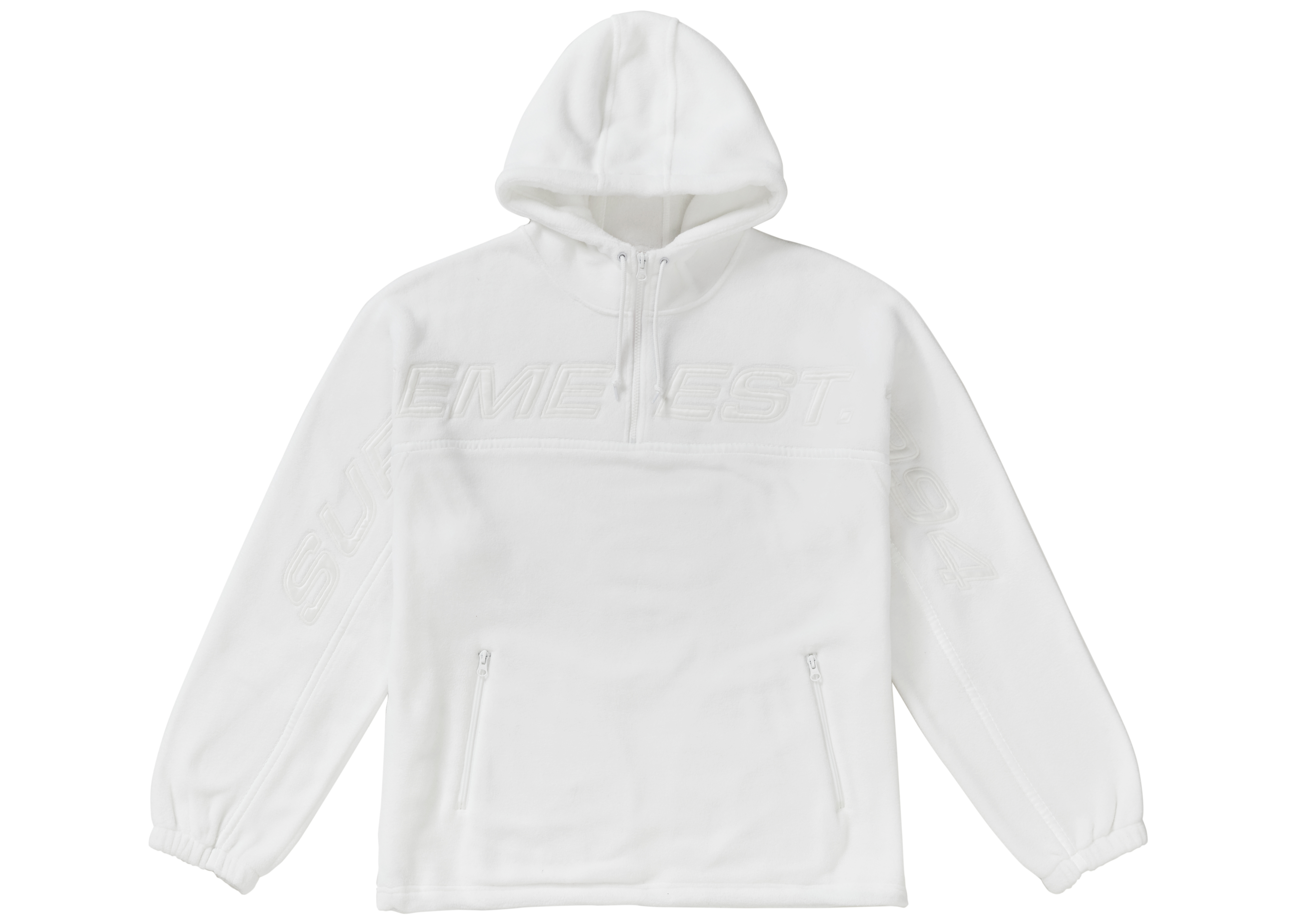 Supreme Polartec Half Zip Hooded Sweatshirt White - Novelship
