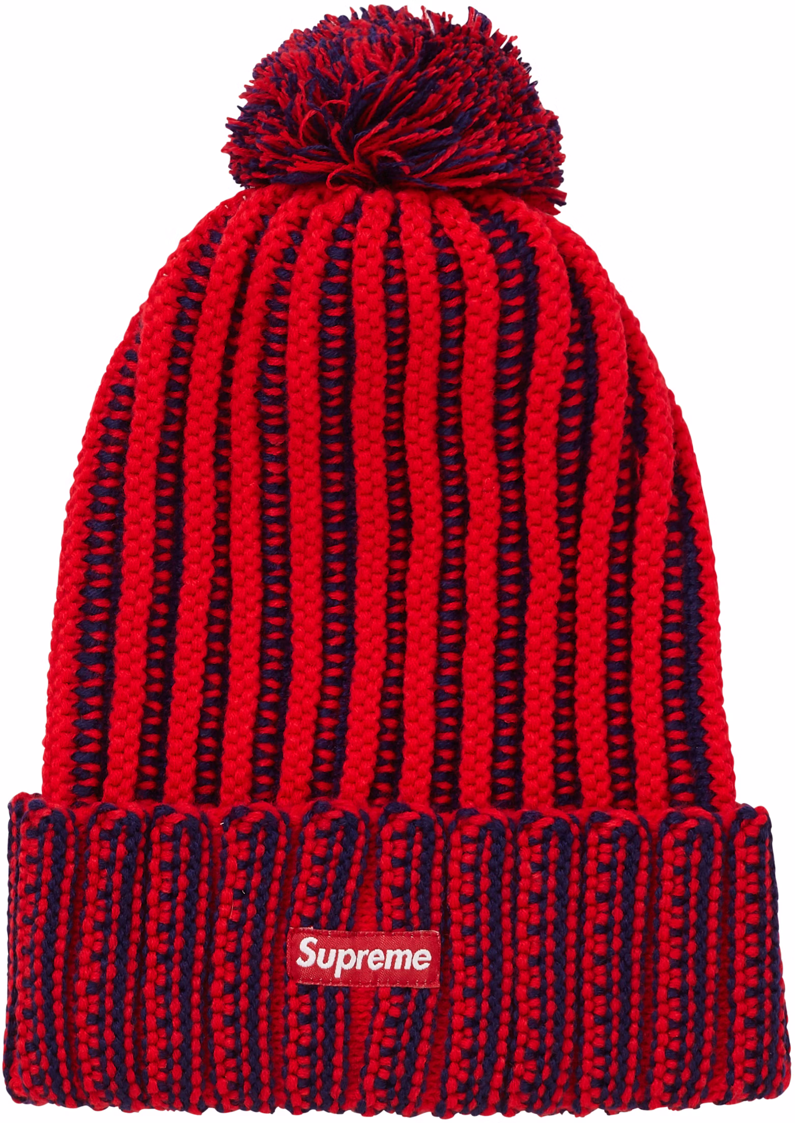 supreme-contrast-stripe-beanie-red