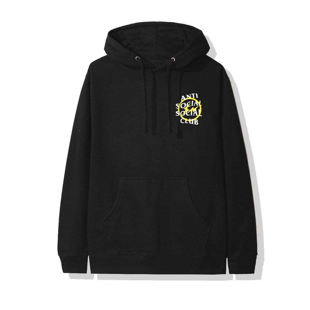 Anti Social Social Club x fragment Yellow Bolt Hoodie Black