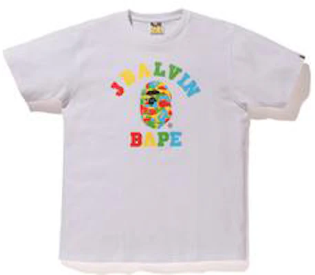 BAPE x J Balvin Camo College Logo Baju-T Putih Buy BAPE x J Balvin Camo College Logo Baju-T Putih
