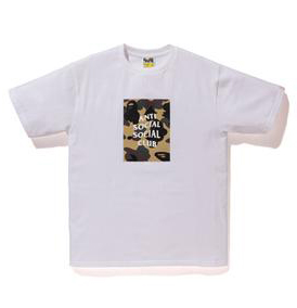 BAPE x Anti Social Social Club 1st Camo Box Tee (FW19) White/Yellow Camo