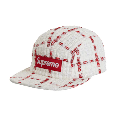 Supreme Ribbon Boucle Camp Cap White