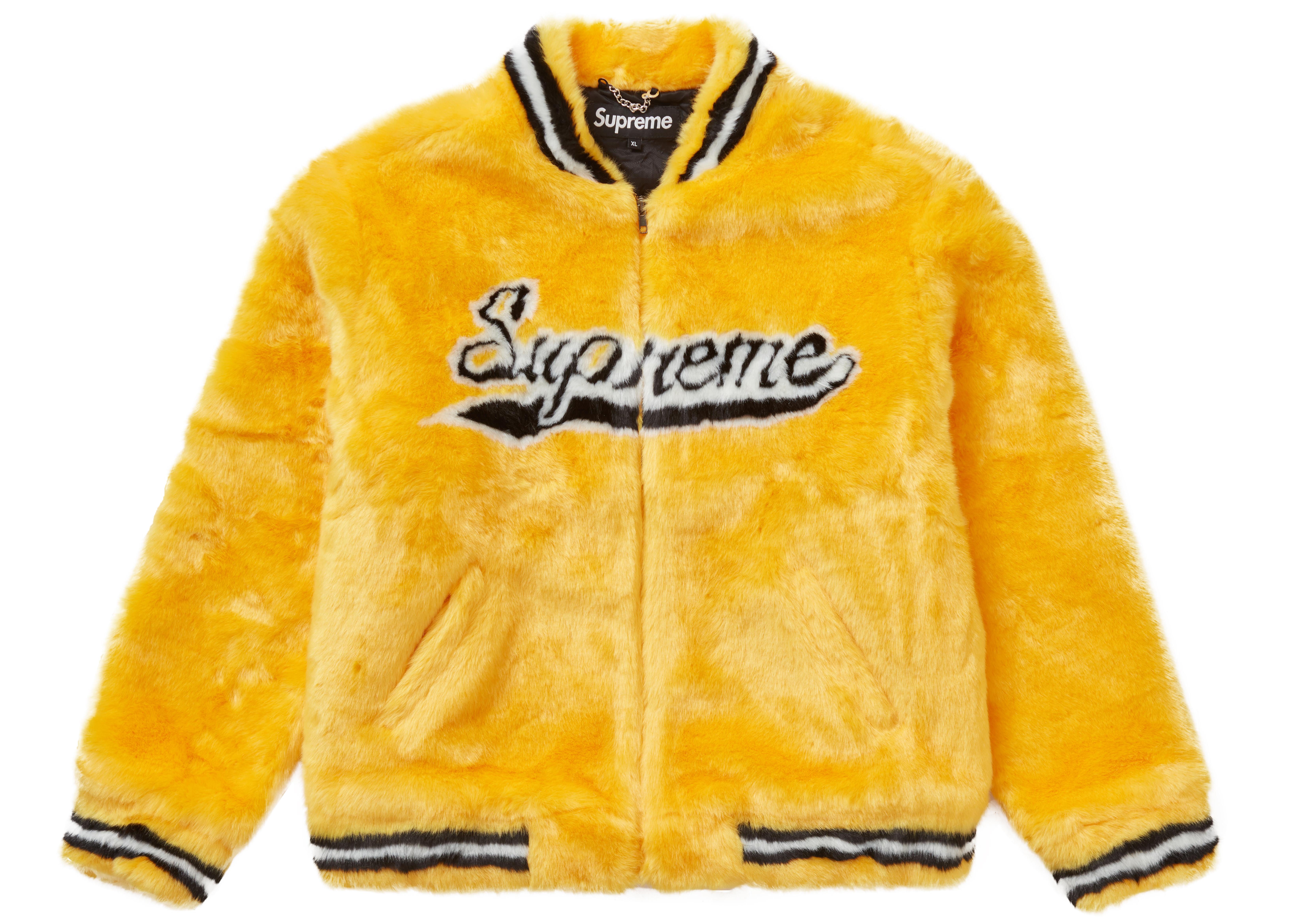 Supreme Faux Fur Varsity Jacket Yellow - Novelship