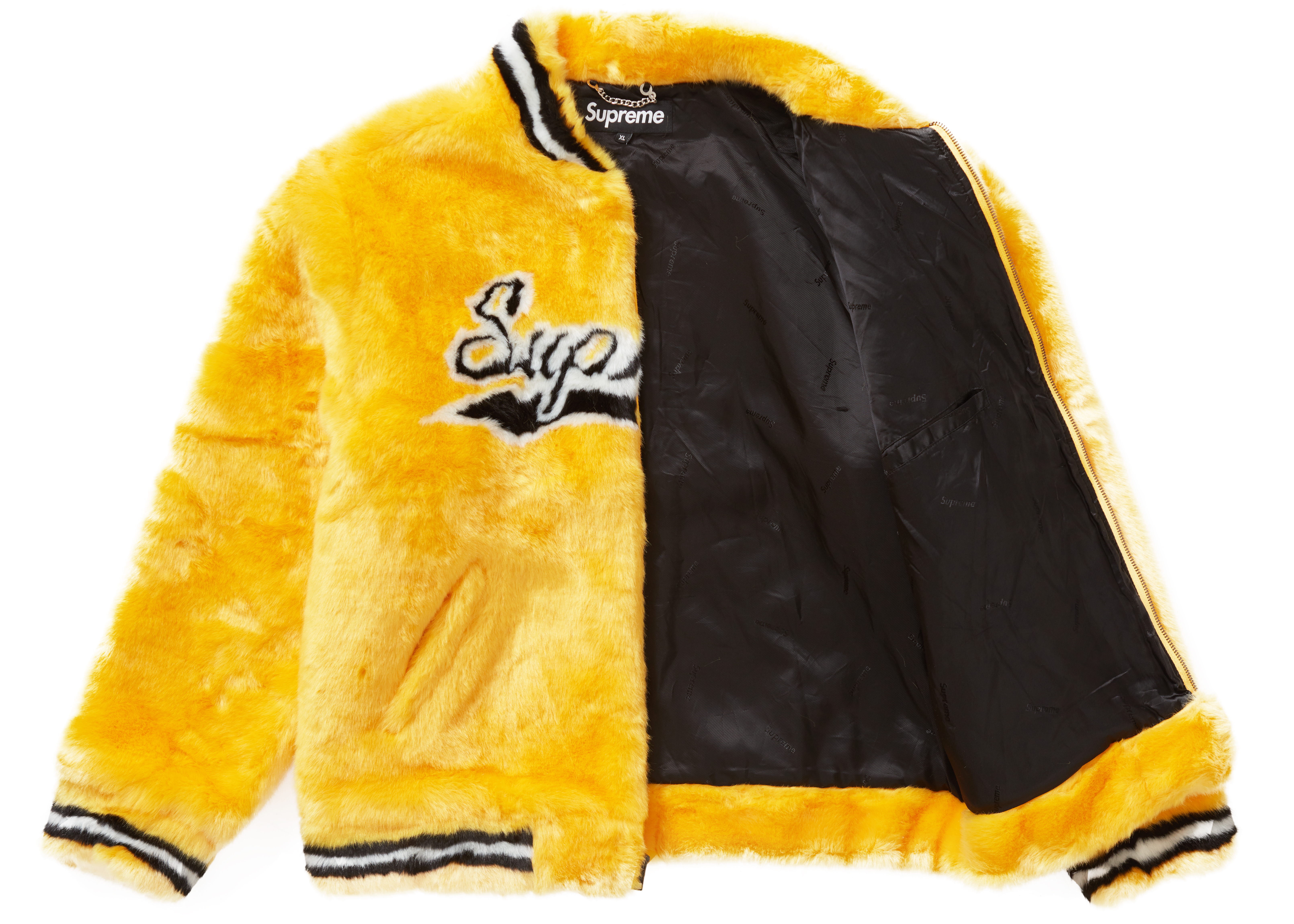 Supreme Faux Fur Varsity Jacket Yellow - Novelship
