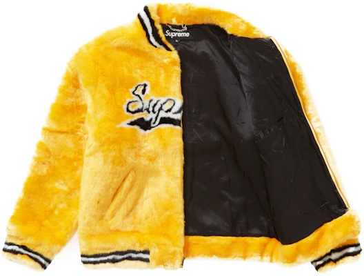 Chaqueta Varsity Supreme de Piel Sintética Amarilla. Lookbook Chaqueta Varsity Supreme de Piel Sintética Amarilla.
