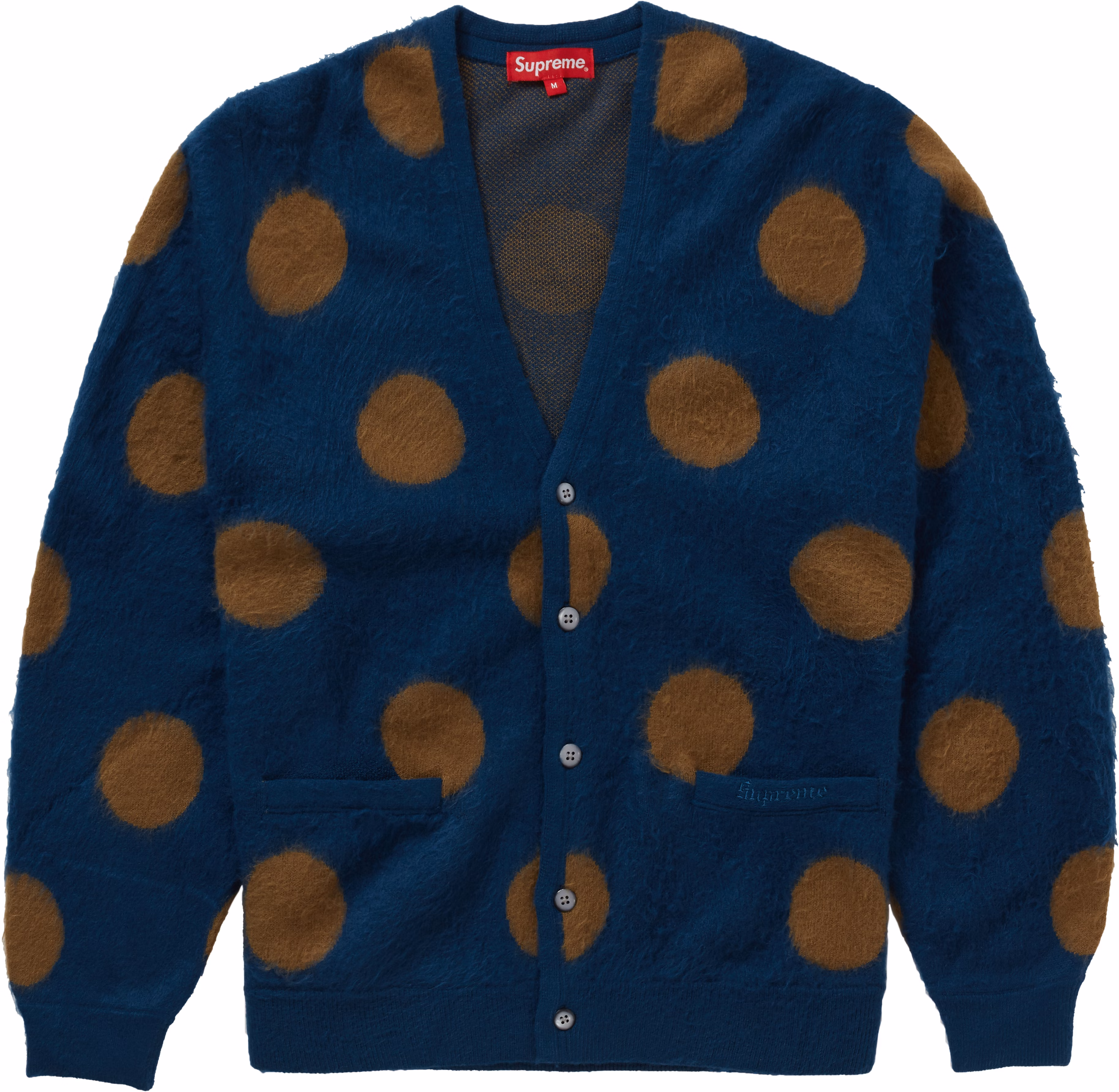 supreme-brushed-polka-dot-cardigan-navy